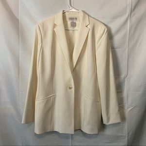 jones new york size 16 off-white collared blazer with button closure